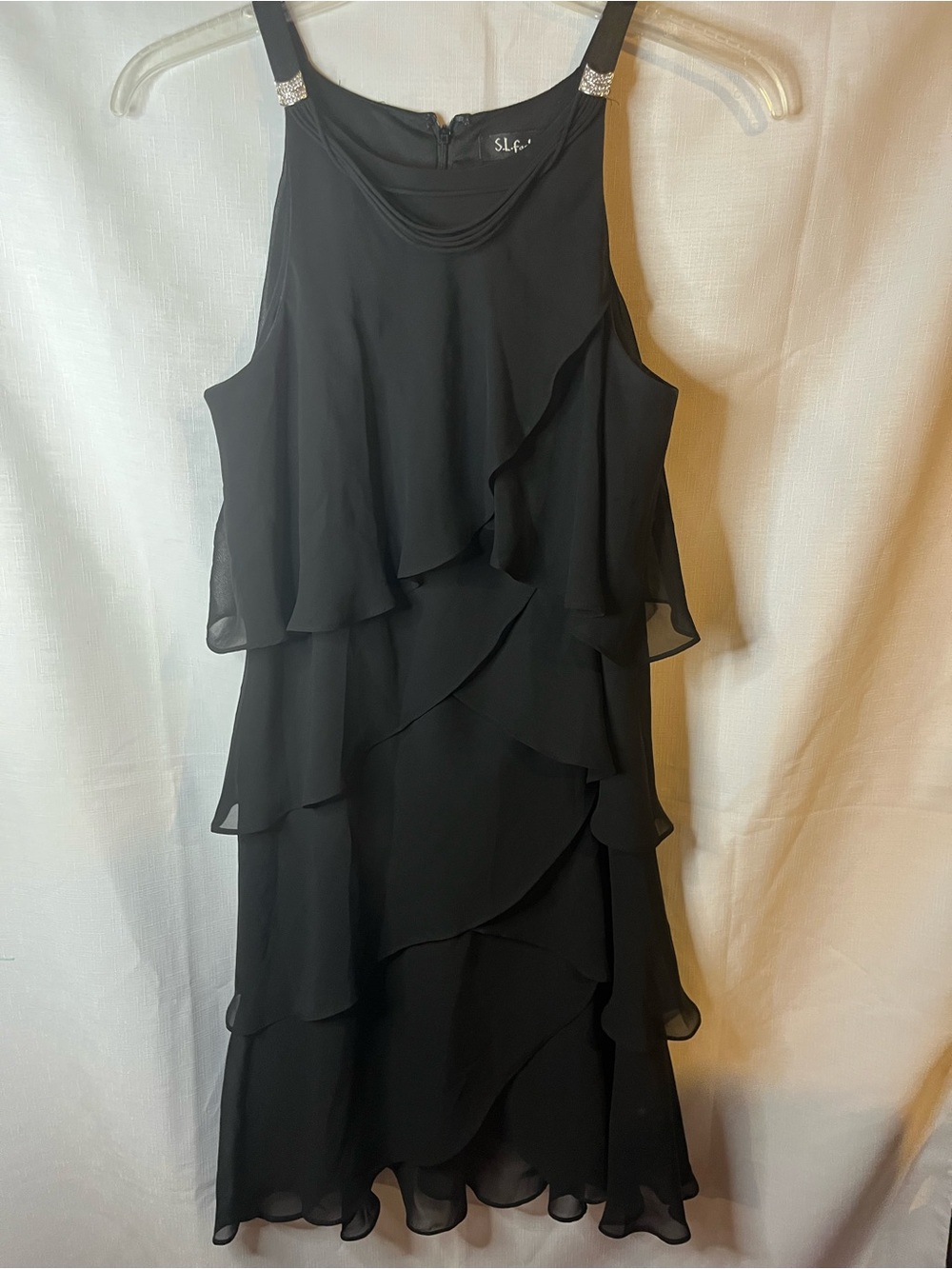 SL Fashions Black Layered Ruffle Mini Dress